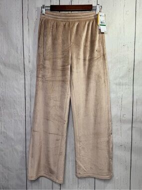 Roxy Girls Beige Velour Pants Size L Cozy Y2K Lounge Embroidered Pockets NWT